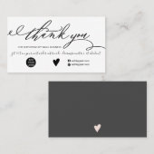 Moderne Pinselskripte schwarze Reihenfolge danke Visitenkarte (Vorne/Hinten)