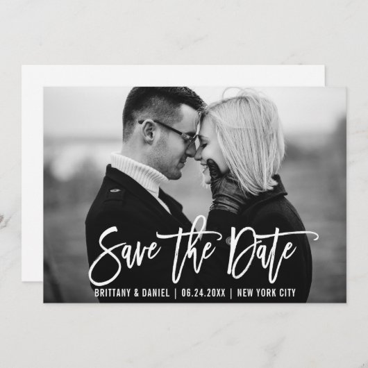Moderne Pinselskripte Trendy Save the Date Card (Vorne/Hinten)
