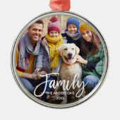 Moderne Pinselskriptfamilie Foto Runde Ornament Aus Metall (Vorne)