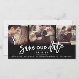 Moderne Pinselskriptkalligrafie 3 Multi-Foto Save The Date