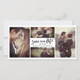 Moderne Pinselskriptkalligraphie 4 Multi-Foto Save The Date