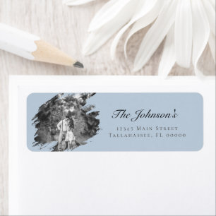 Moderne Pinselstrich-Foto-Hochzeit Blau