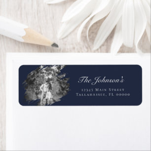 Moderne Pinselstrich-Foto-Hochzeit   Marineblau