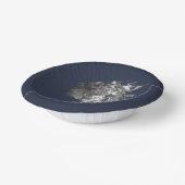 Moderne Pinselstrich-Foto-Hochzeit | Marineblau Pappteller (Gewinkelt)