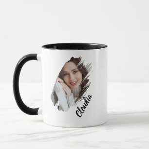 Moderne Pinselstrich-Foto- & Namens-Personalisieru Tasse