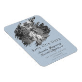 Moderne Pinselstrich-Foto-Save-the-Date-Blau Magnet (Rechte Seite)