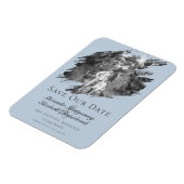 Moderne Pinselstrich-Foto-Save-the-Date-Blau Magnet (Linke Seite)