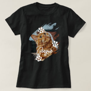 Moderne Pinselstrich-Haustierkatze Foto & Name T-Shirt