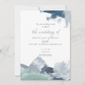 Moderne Pinselstriche Dusty Blue Ocean Einladung (Vorderseite)