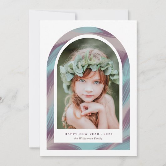 Moderne Pinselstriche - Foto für Neujahr Feiertagskarte (Vorderseite)