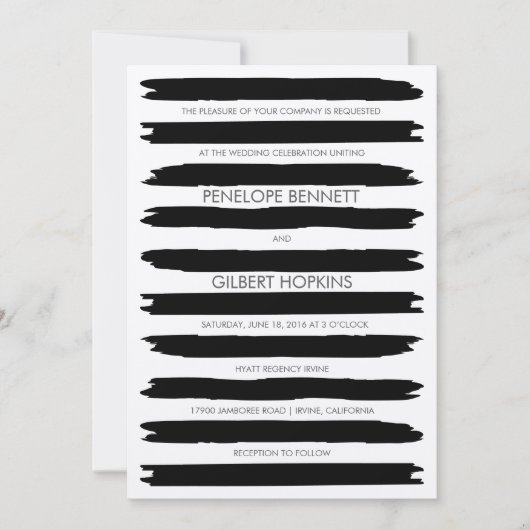 Moderne Pinselstriche für Hochzeitsfeiern Einladung (Vorderseite)