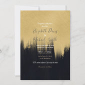 Moderne Pinselstriche Gold Black Design Einladung (Vorderseite)