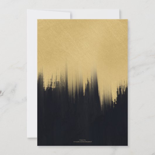 Moderne Pinselstriche Gold Black Design Einladung (Rückseite)