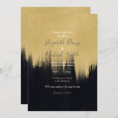 Moderne Pinselstriche Gold Black Design Einladung (Vorne/Hinten)
