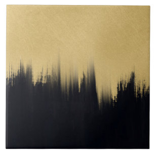 Moderne Pinselstriche Gold Black Design Fliese