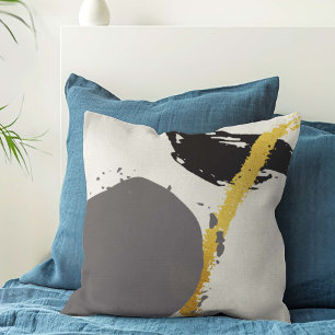 Moderne Pinselstriche - Gold, Grau & Schwarz Kissen