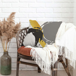 Moderne Pinselstriche - Gold, Grau und Schwarz Kissen