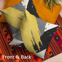 Moderne Pinselstriche - Gold, Grau und Schwarz