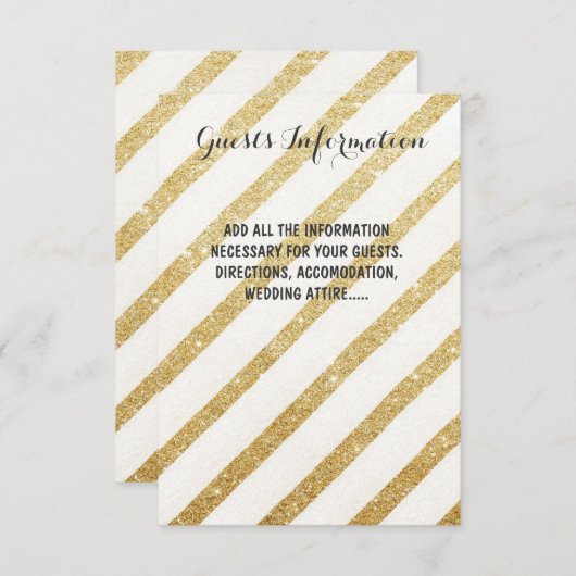 Moderne Pinselstriche Gold Hochzeitseinlage Gästed Begleitkarte (Vorne/Hinten)