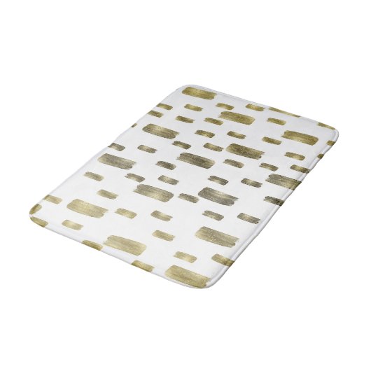 Moderne Pinselstriche Gold Kupferbronze Sparkasse Badematte (Schrägansicht)