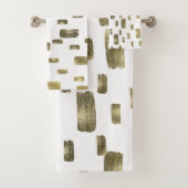 Moderne Pinselstriche Gold Kupferbronze Sparkasse Badhandtuch Set (Insitu)
