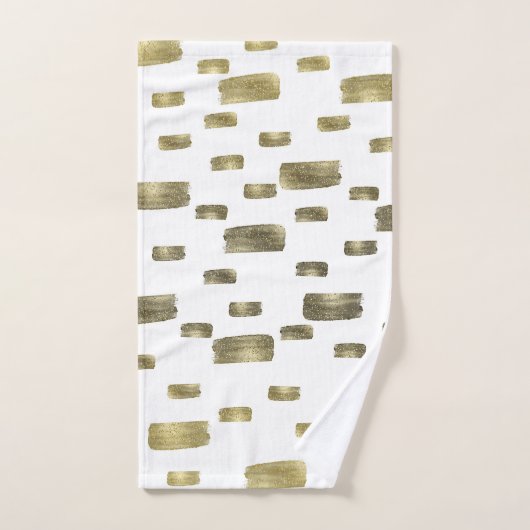 Moderne Pinselstriche Gold Kupferbronze Sparkasse Badhandtuch Set (Handtuch)