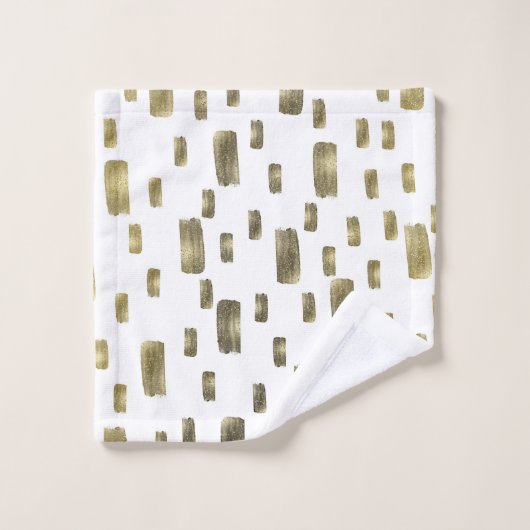 Moderne Pinselstriche Gold Kupferbronze Sparkasse Badhandtuch Set (Waschlappen)