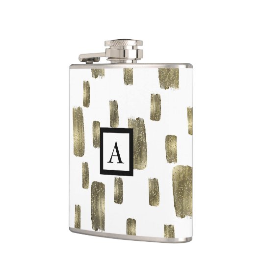 Moderne Pinselstriche Gold Kupferbronze Sparkasse Flachmann (Links)