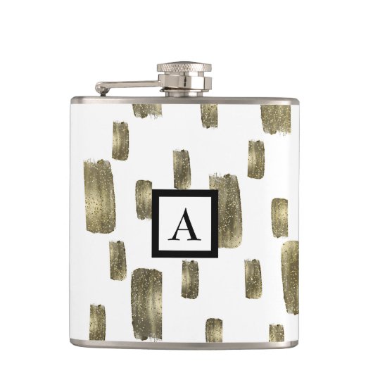 Moderne Pinselstriche Gold Kupferbronze Sparkasse Flachmann (Vorderseite)