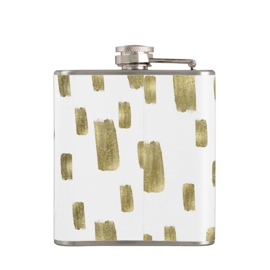 Moderne Pinselstriche Gold Kupferbronze Sparkasse Flachmann (Rückseite)