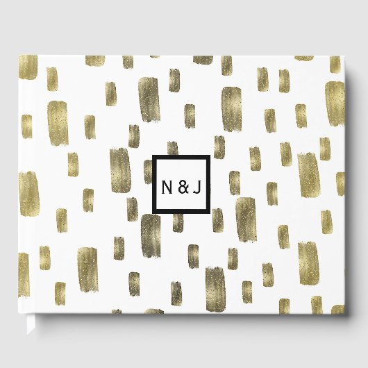 Moderne Pinselstriche Gold Kupferbronze Sparkasse Gästebuch (Vorderseite)