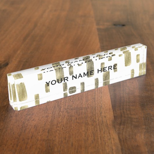 Moderne Pinselstriche Gold Kupferbronze Sparkasse Namensplakette (Seite)