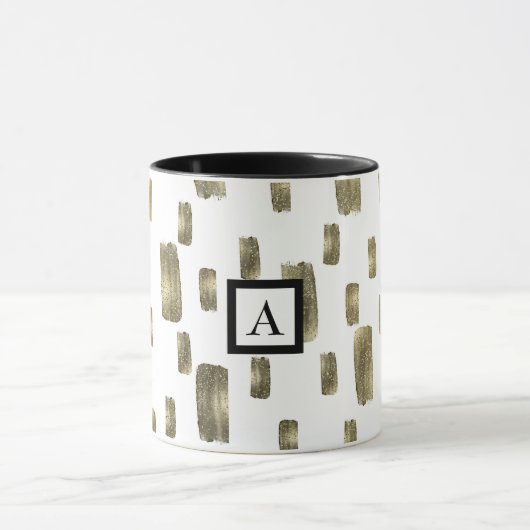 Moderne Pinselstriche Gold Kupferbronze Sparkasse Tasse (Zentrum)