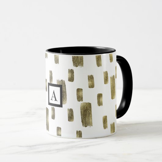 Moderne Pinselstriche Gold Kupferbronze Sparkasse Tasse (VorderseiteRechts)