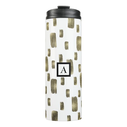 Moderne Pinselstriche Gold Kupferbronze Sparkasse Thermosbecher (Vorderseite)