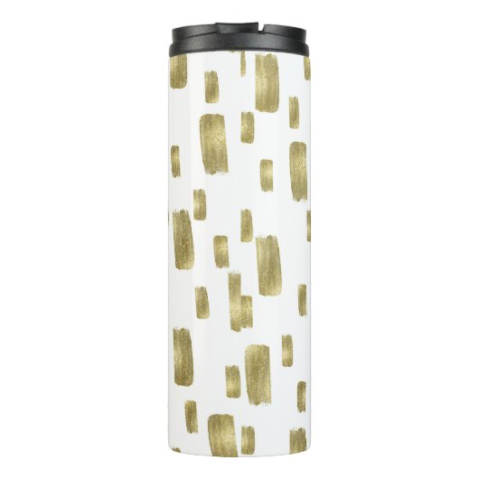 Moderne Pinselstriche Gold Kupferbronze Sparkasse Thermosbecher (Rückseite)