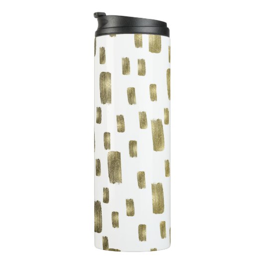 Moderne Pinselstriche Gold Kupferbronze Sparkasse Thermosbecher (Nach rechts gedreht)