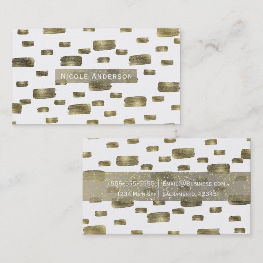 Moderne Pinselstriche Gold Kupferbronze Sparkasse Visitenkarte (Vorne/Hinten)