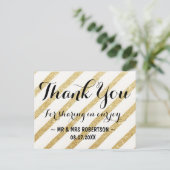 Moderne Pinselstriche goldene Streifen danke Postkarte (Stehend Vorderseite)