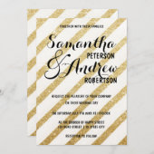 Moderne Pinselstriche goldene Streifen Hochzeit Einladung (Vorne/Hinten)