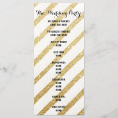Moderne Pinselstriche goldene Streifen Hochzeitspr Programm (Rückseite)