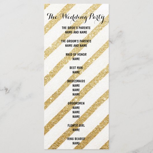 Moderne Pinselstriche goldene Streifen Hochzeitspr Programm (Rückseite)
