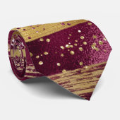 Moderne Pinselstriche in Bordeaux und Gold Krawatte (Gerollt)