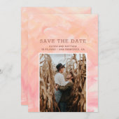 Moderne Pinselstriche in Rosa Save The Date (Vorne/Hinten)