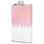 Moderne Pinselstriche in Rosa, weißes Design Flachmann (Links)
