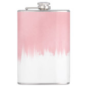 Moderne Pinselstriche in Rosa, weißes Design Flachmann (Vorderseite)