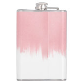 Moderne Pinselstriche in Rosa, weißes Design Flachmann (Rückseite)