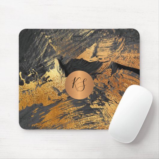 Moderne Pinselstriche mit Monogramm Mousepad (Mit Mouse)