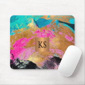 Moderne Pinselstriche mit Monogramm Mousepad (Mit Mouse)