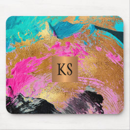 Moderne Pinselstriche mit Monogramm Mousepad